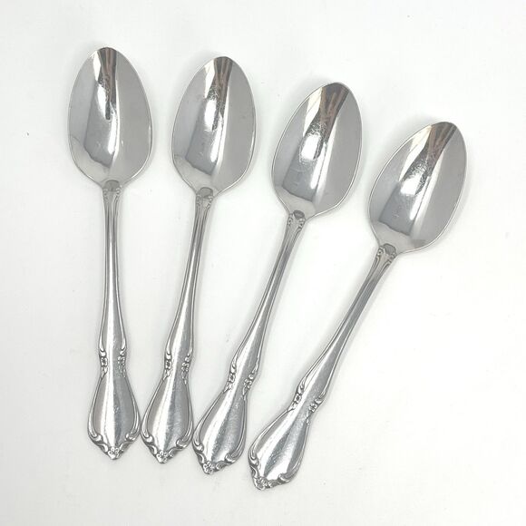 Oneida CHATEAU Stainless Oneidacraft DELUXE Glossy 6” Teaspoons Set Of 4 - Picture 1 of 5